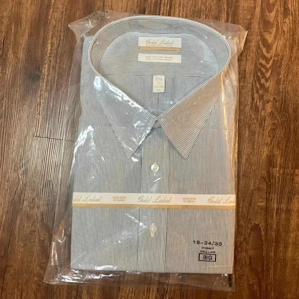 19 34/35 dress shirt size Roundtree Yorke Gold Label Men's Shirt Size 19 34/35 Big Man Burgundy (09)